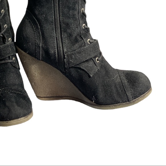 SPRING Winter BlackLace Up  Suede  Up to knee   Size 9 - Picture 4 of 10